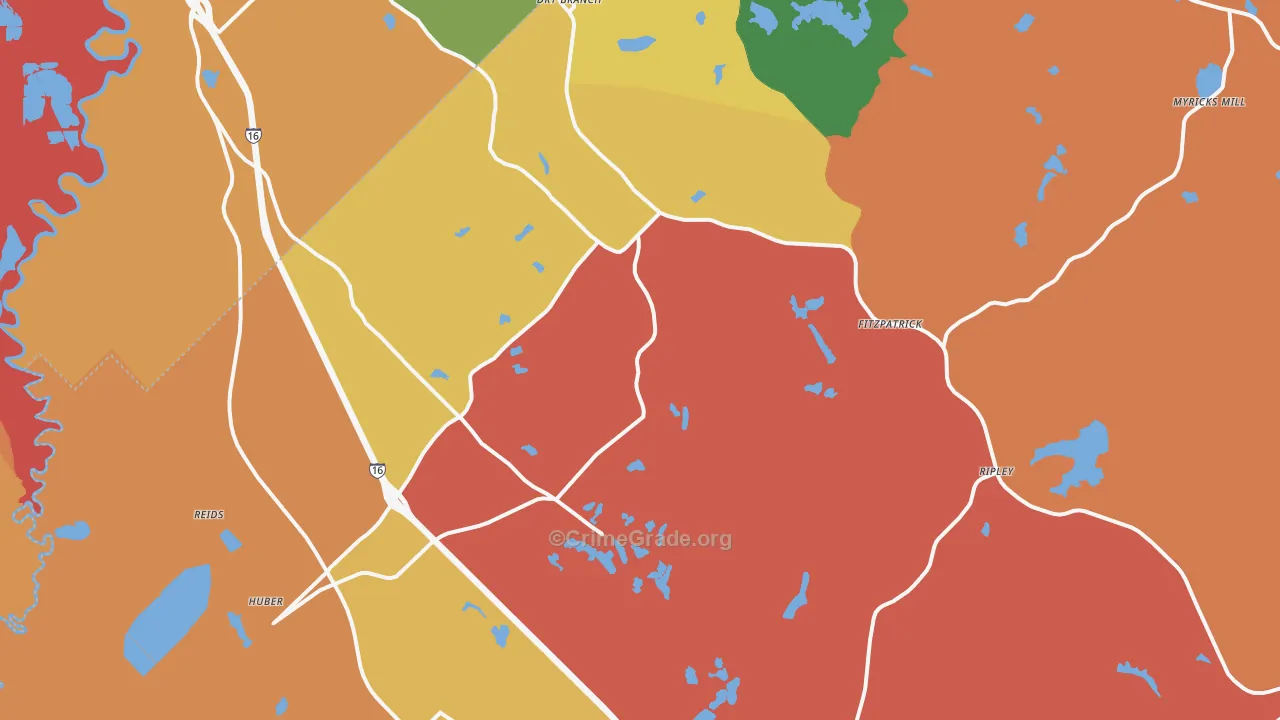 Dry Branch, GA Map of Assault Rates