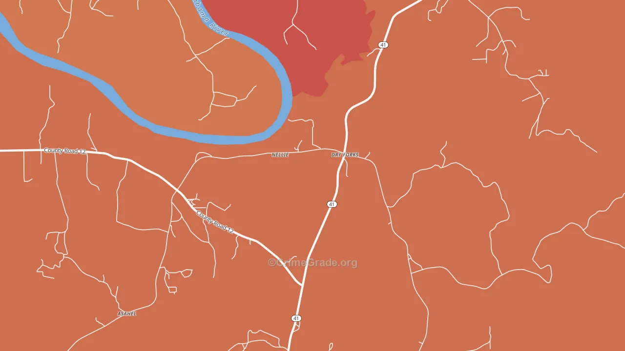 Dry Forks, AL Map of Assault Rates