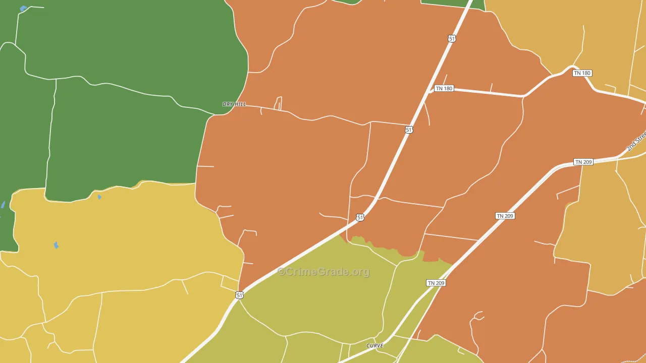 Dry Hill, TN Map of Assault Rates