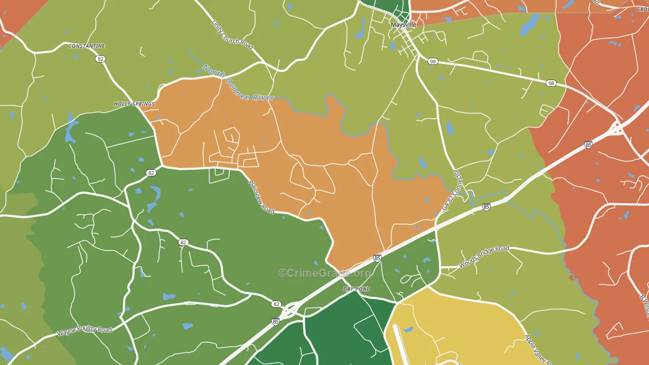 Dry Pond, GA Map of Assault Rates