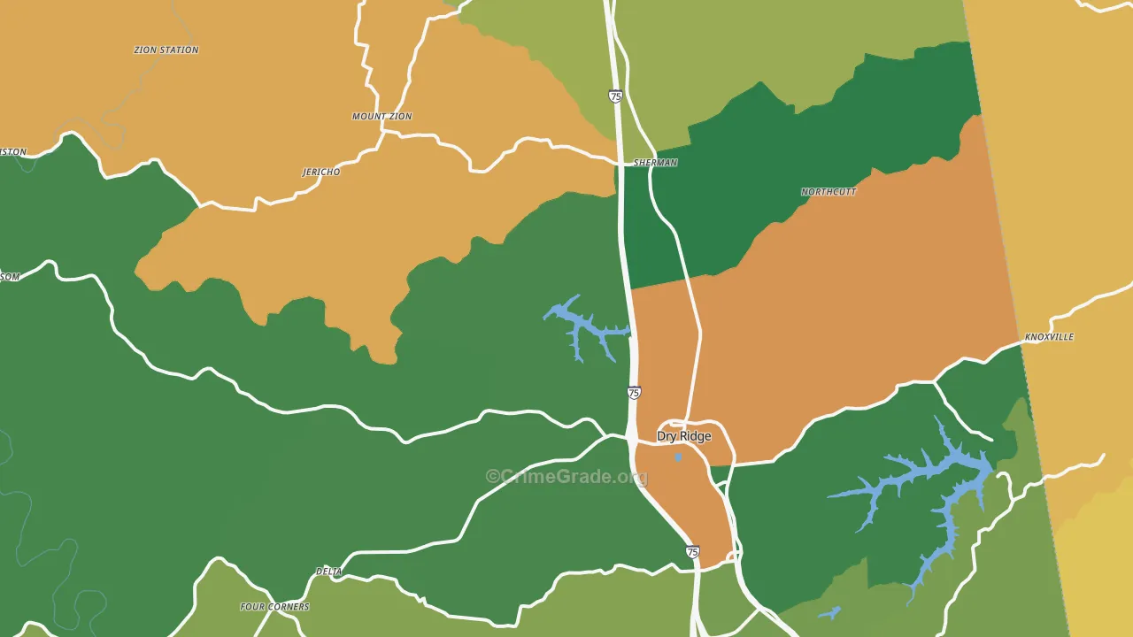 Dry Ridge, KY Map of Assault Rates