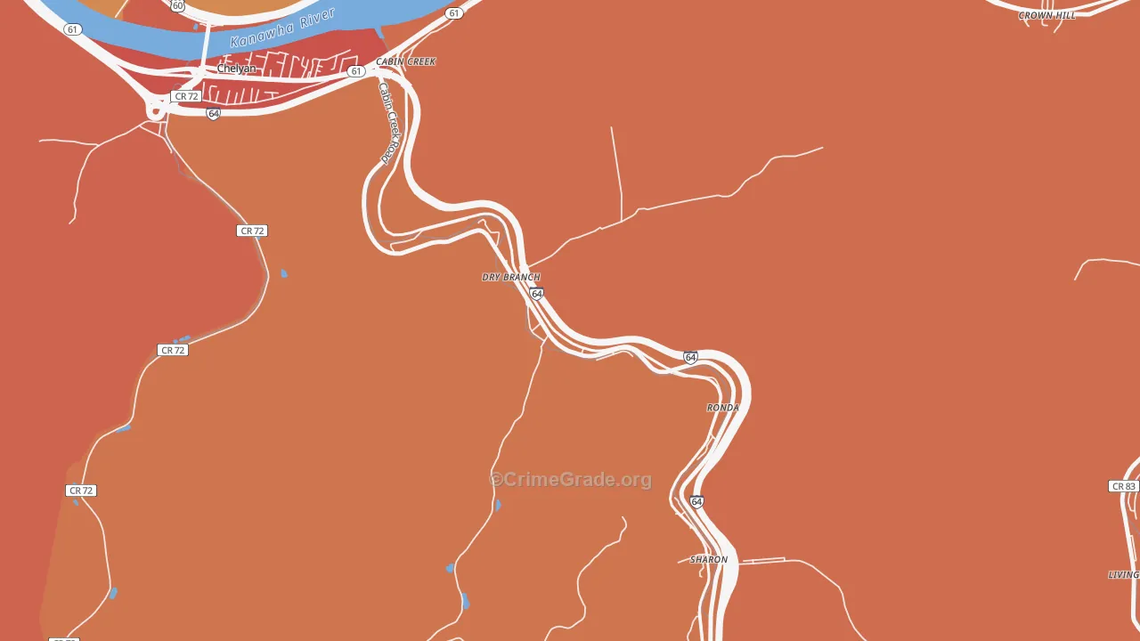 Drybranch, WV Map of Assault Rates