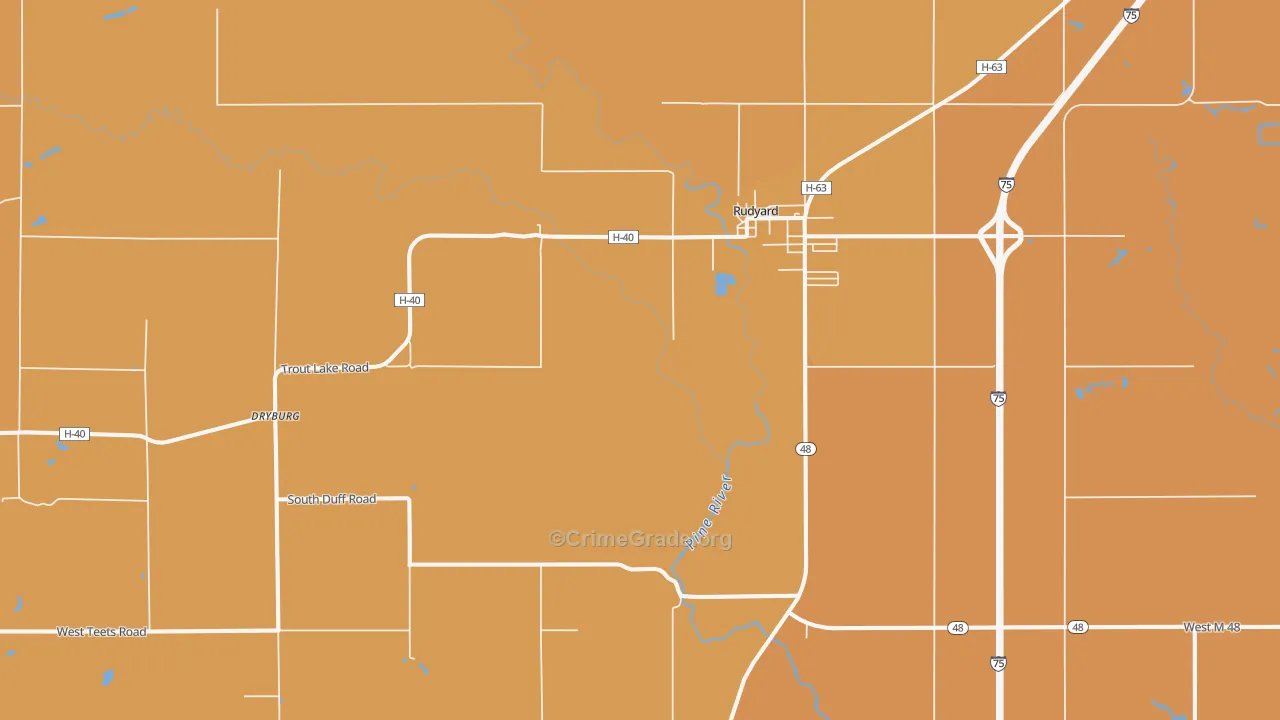 Dryburg, MI Map of Assault Rates