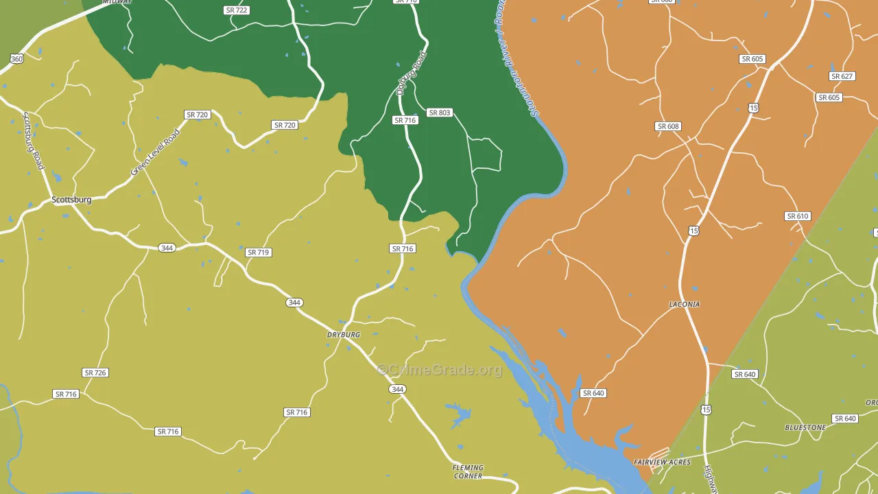 Dryburg, VA Map of Assault Rates