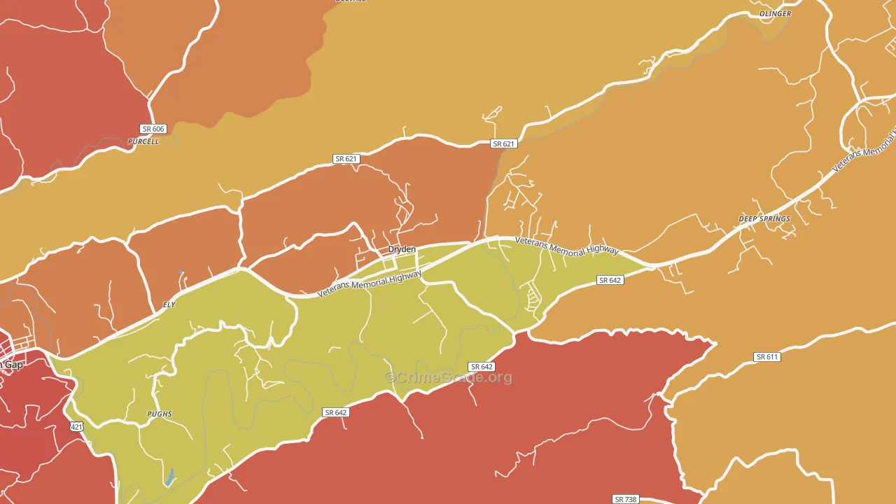 Dryden, VA Map of Assault Rates