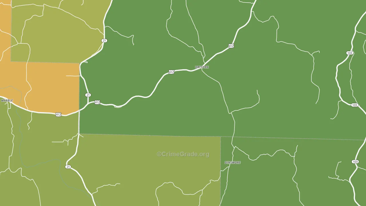 Dryfork, AR Map of Assault Rates