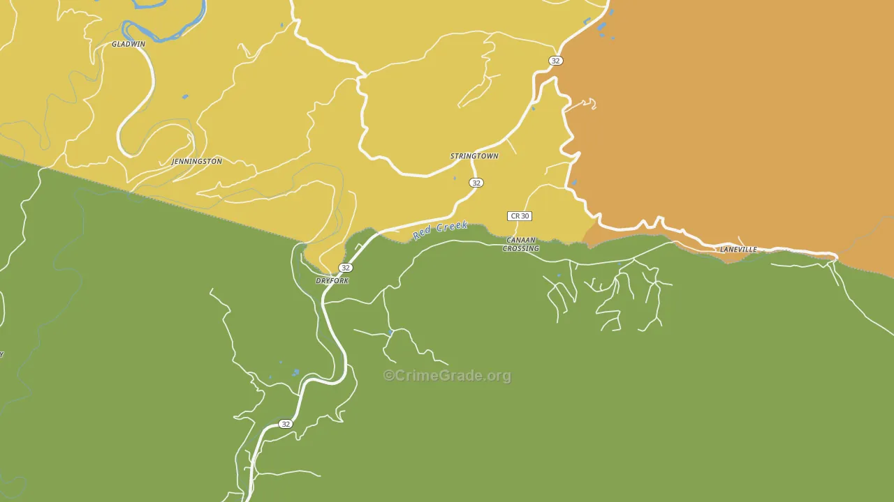 Dryfork, WV Map of Assault Rates