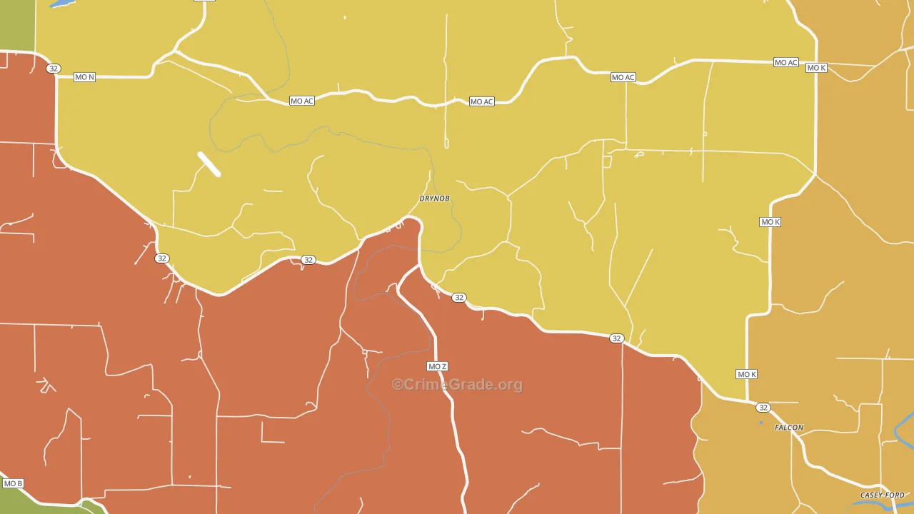 Drynob, MO Map of Assault Rates