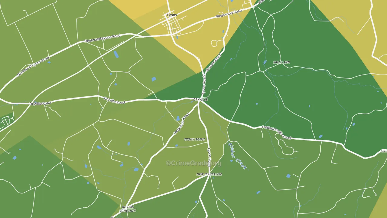 Dryville, PA Map of Assault Rates