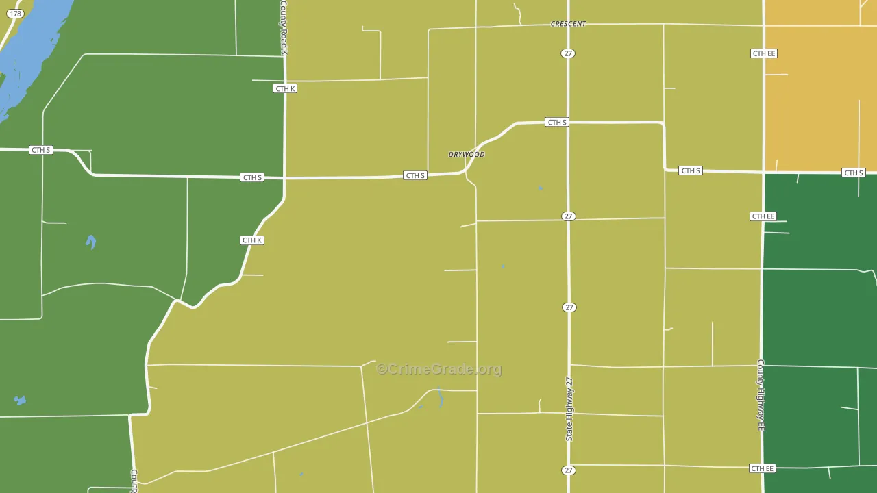 Drywood, WI Map of Assault Rates