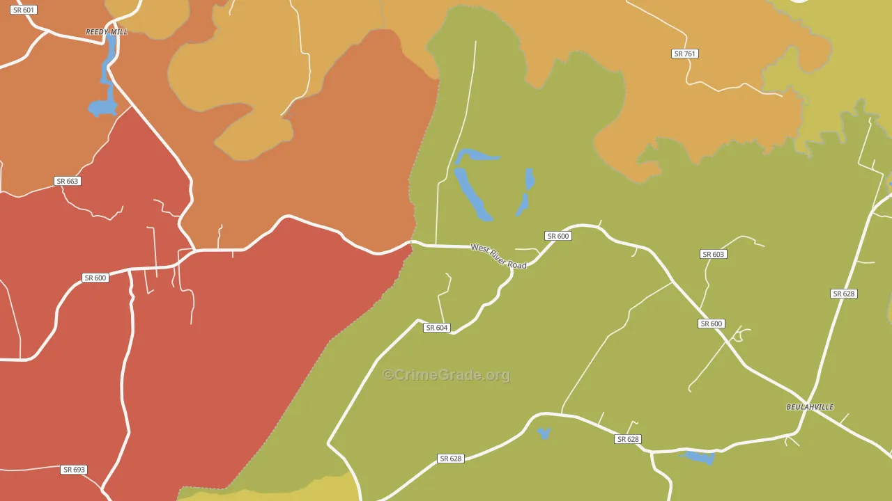 Duane, VA Map of Assault Rates