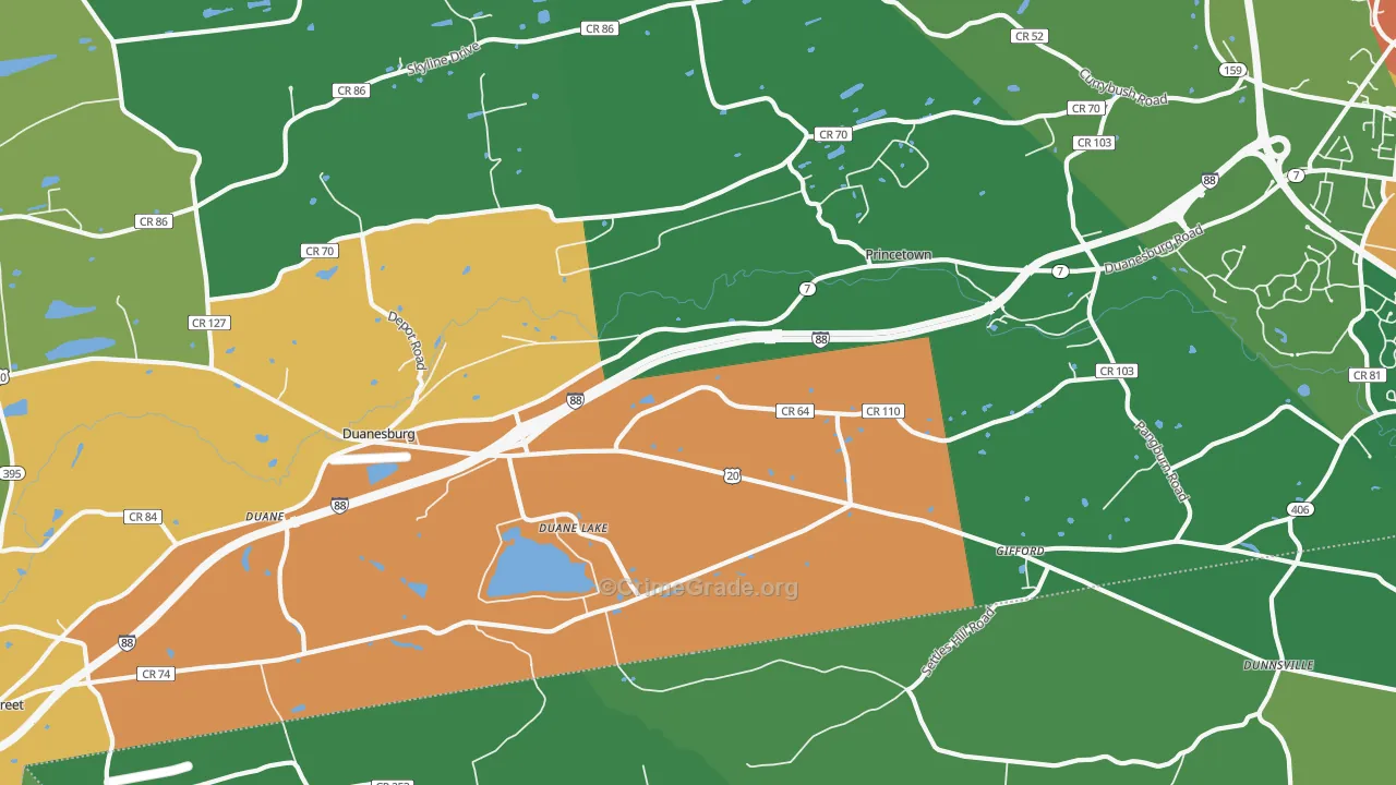 Duanesburg, NY Map of Assault Rates