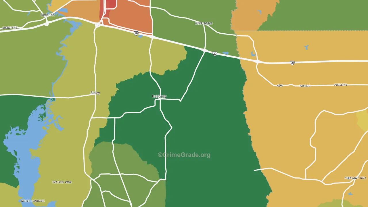 Dubberly, LA Map of Assault Rates