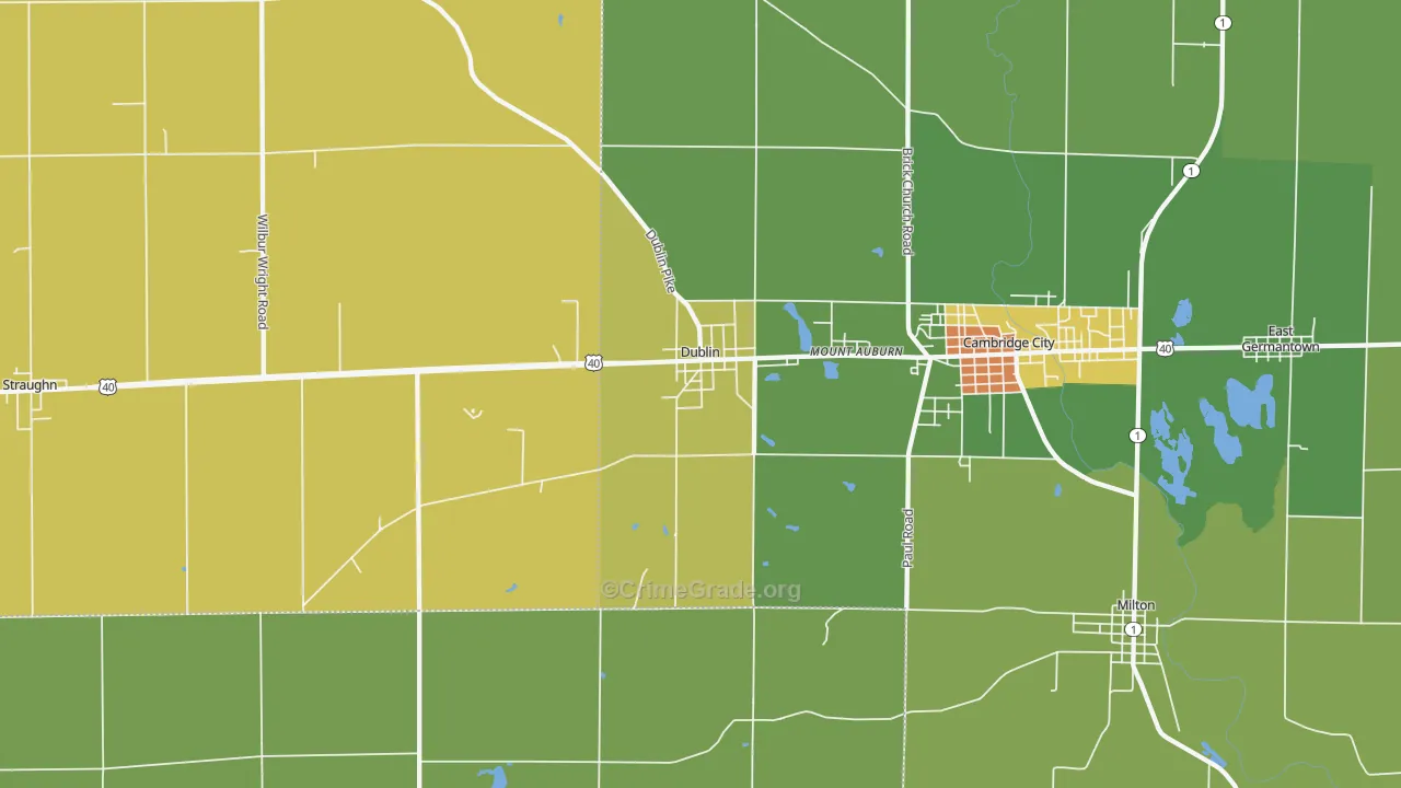 Dublin, IN Map of Assault Rates