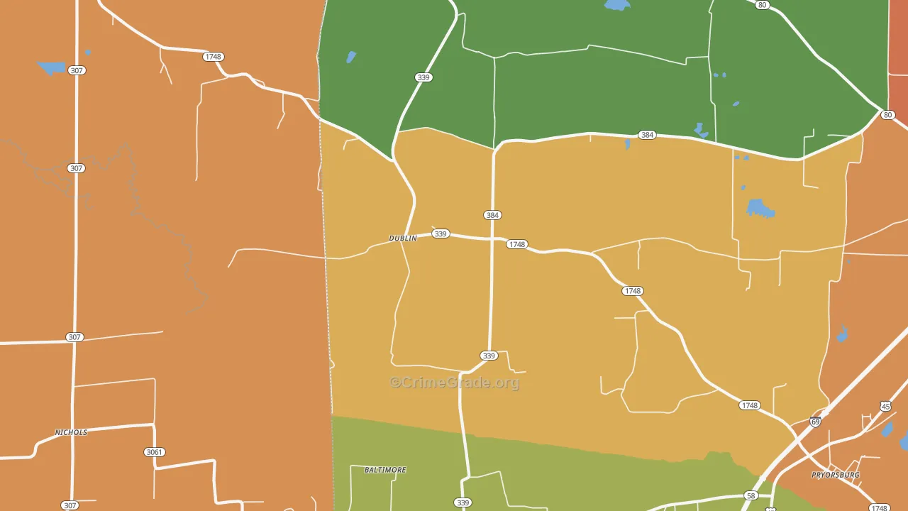Dublin, KY Map of Assault Rates