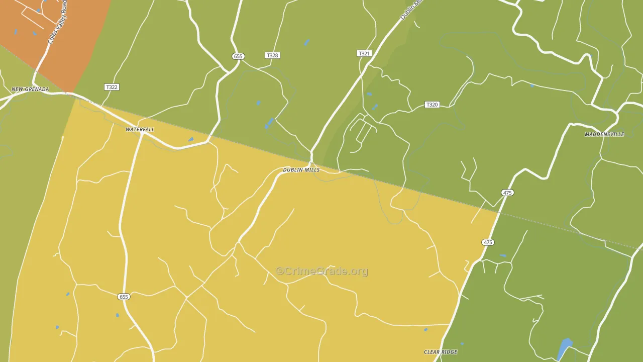 Dublin Mills, PA Map of Assault Rates