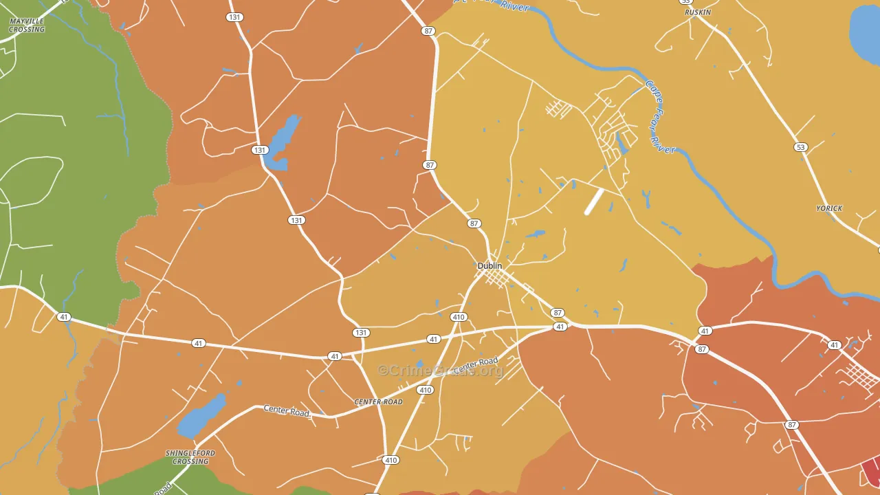 Dublin, NC Map of Assault Rates