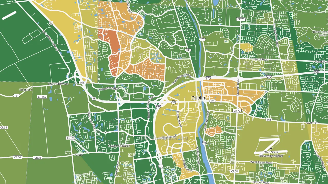 Dublin, OH Map of Assault Rates