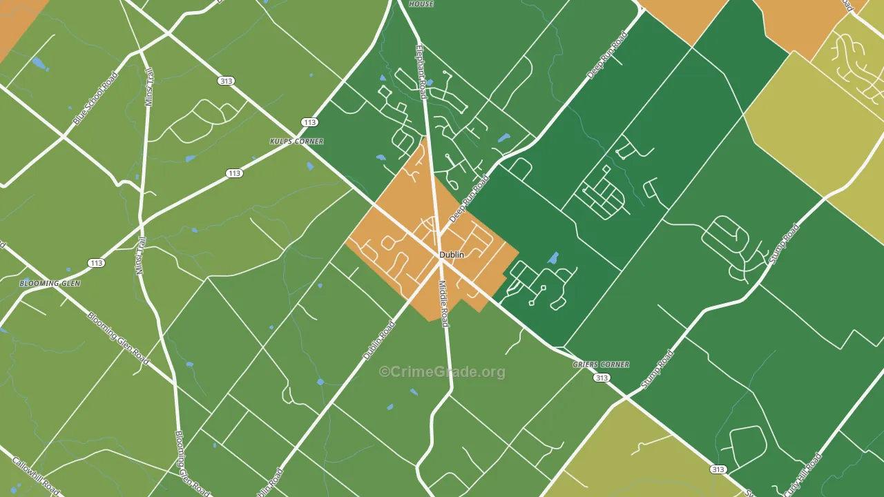 Dublin, PA Map of Assault Rates