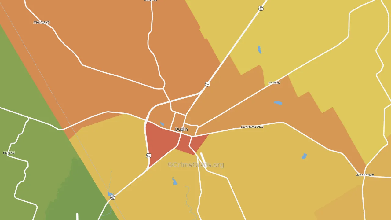 Dublin, TX Map of Assault Rates