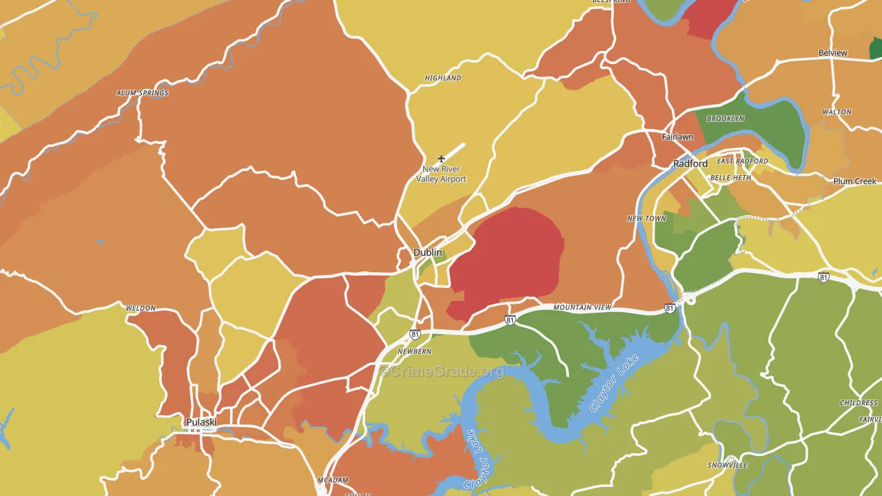 Dublin, VA Map of Assault Rates