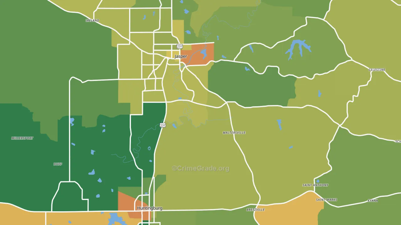 Dubois County, IN Map of Assault Rates