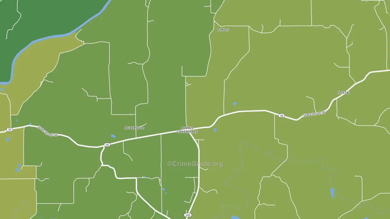 Dubois Crossroads, IN Map of Assault Rates