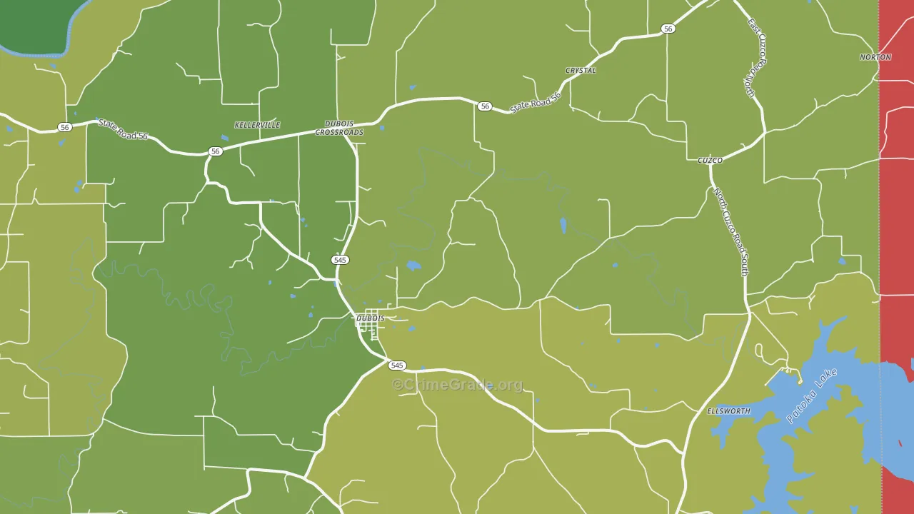 Dubois, IN Map of Assault Rates