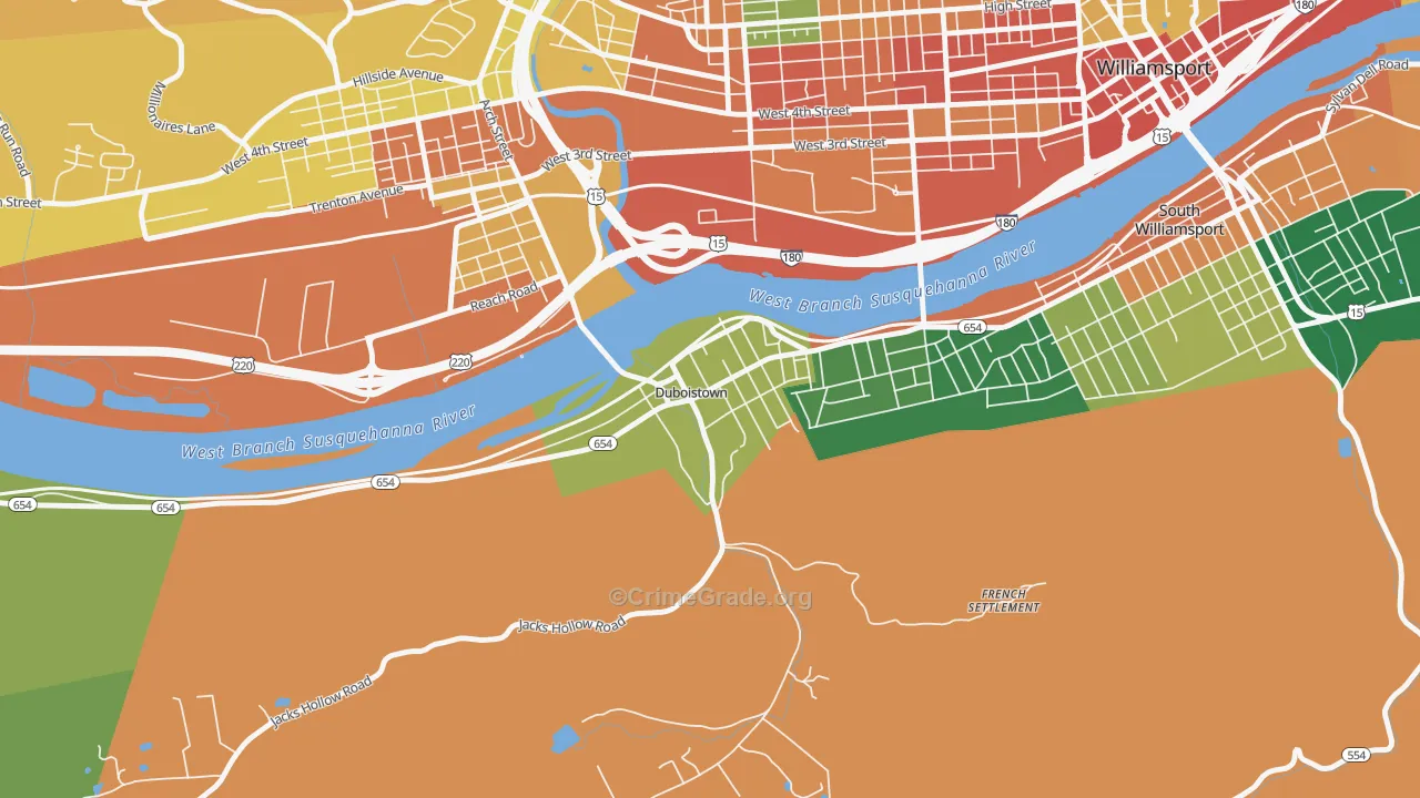Duboistown, PA Map of Assault Rates