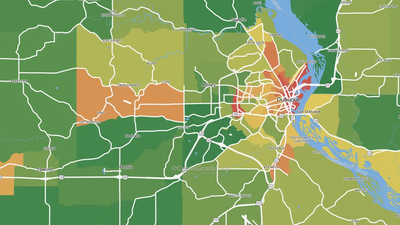 Dubuque County, IA Map of Assault Rates