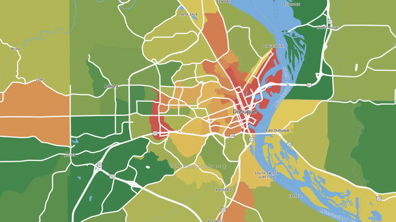 Dubuque, IA Map of Assault Rates
