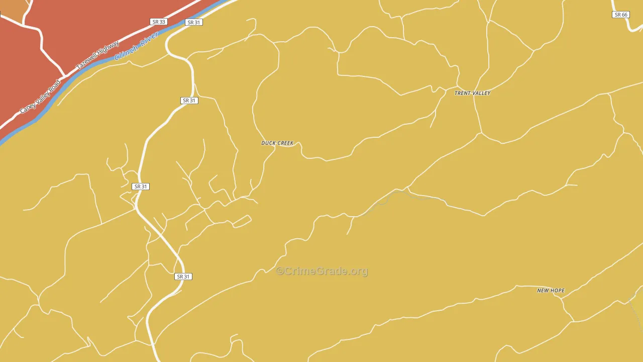 Duck Creek, TN Map of Assault Rates