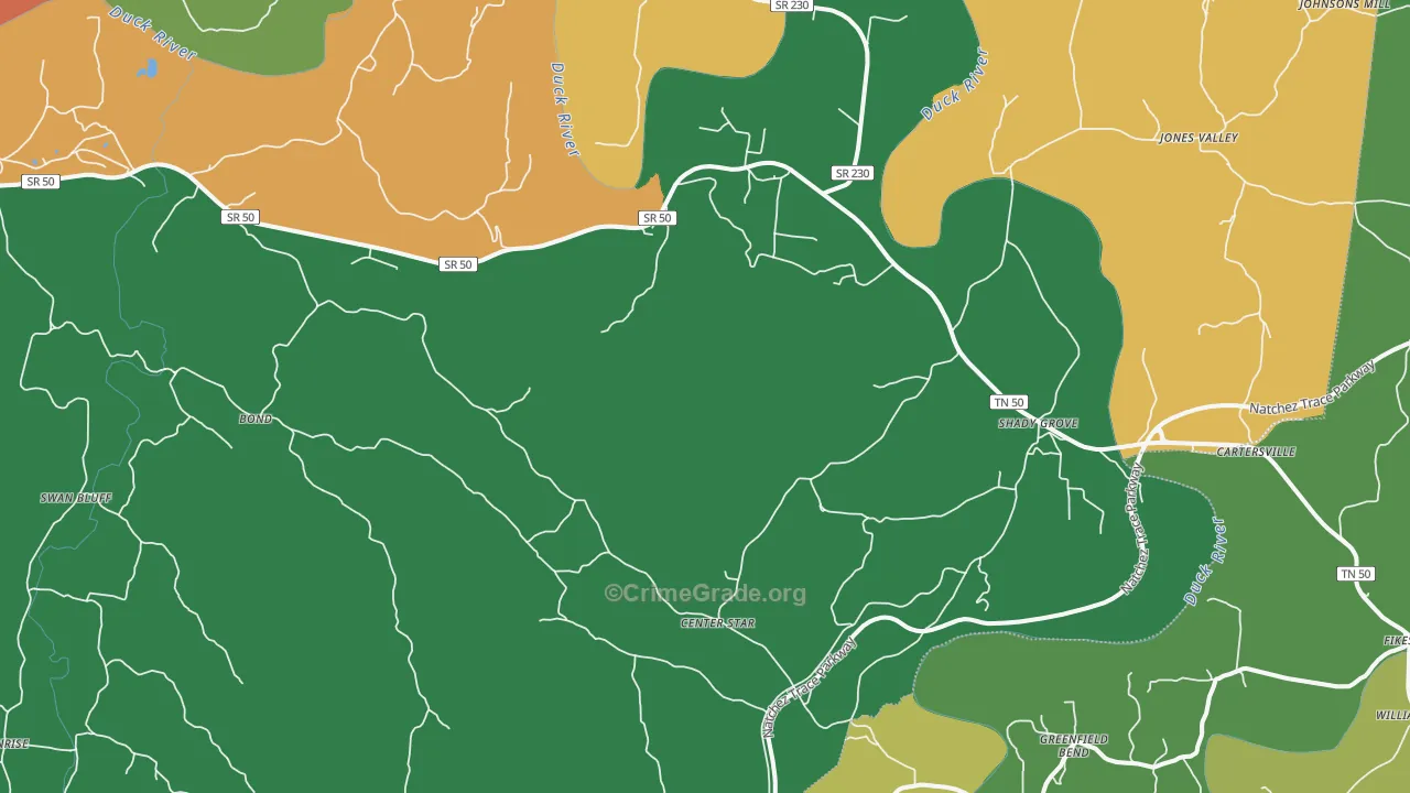 Duck River, TN Map of Assault Rates