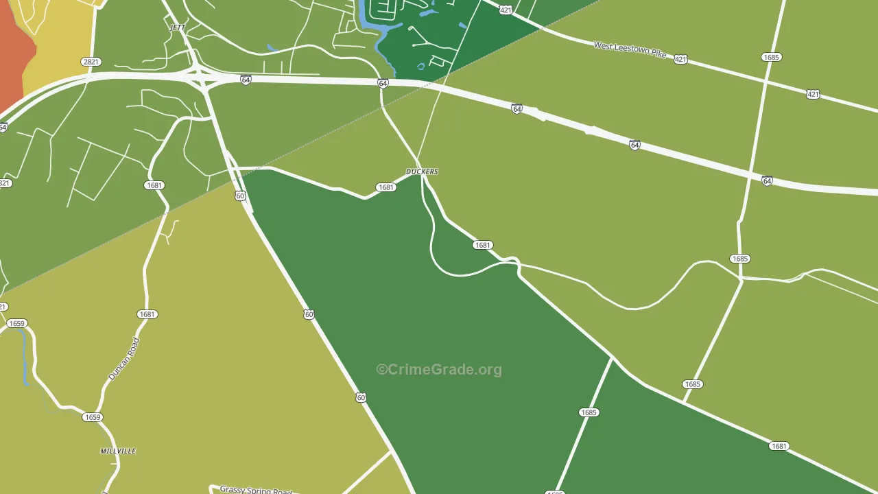Duckers, KY Map of Assault Rates