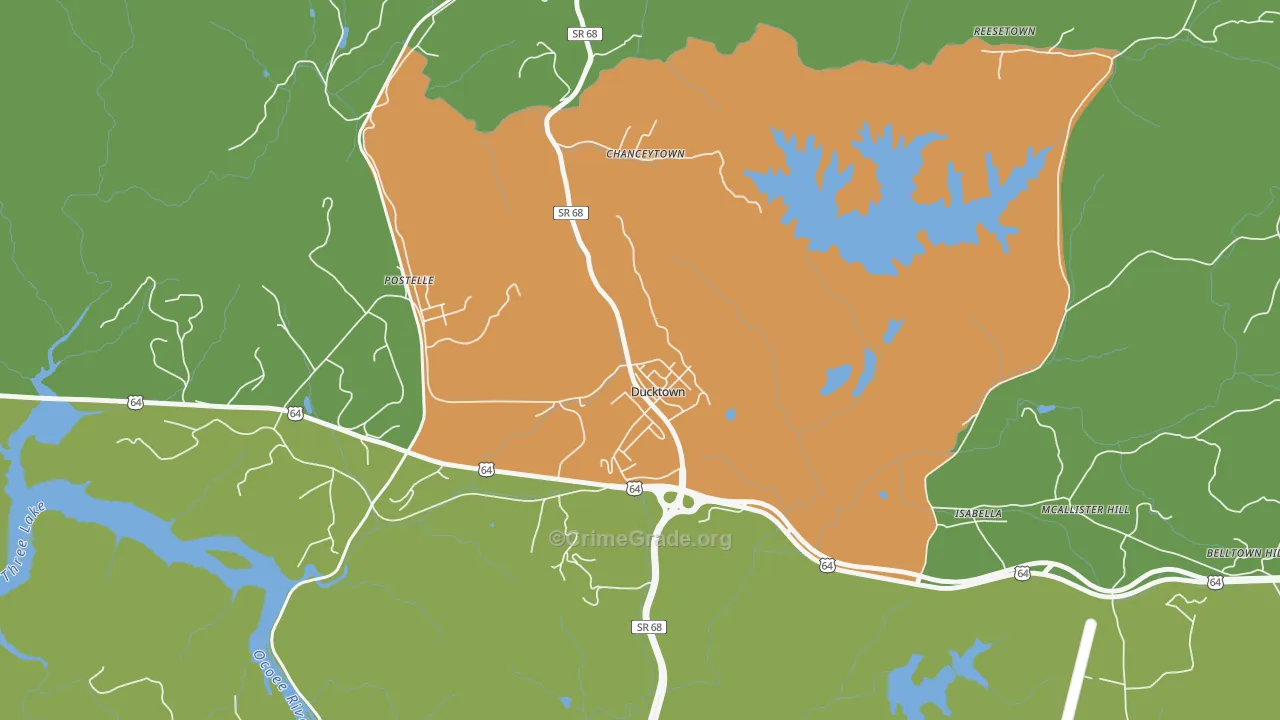 Ducktown, TN Map of Assault Rates