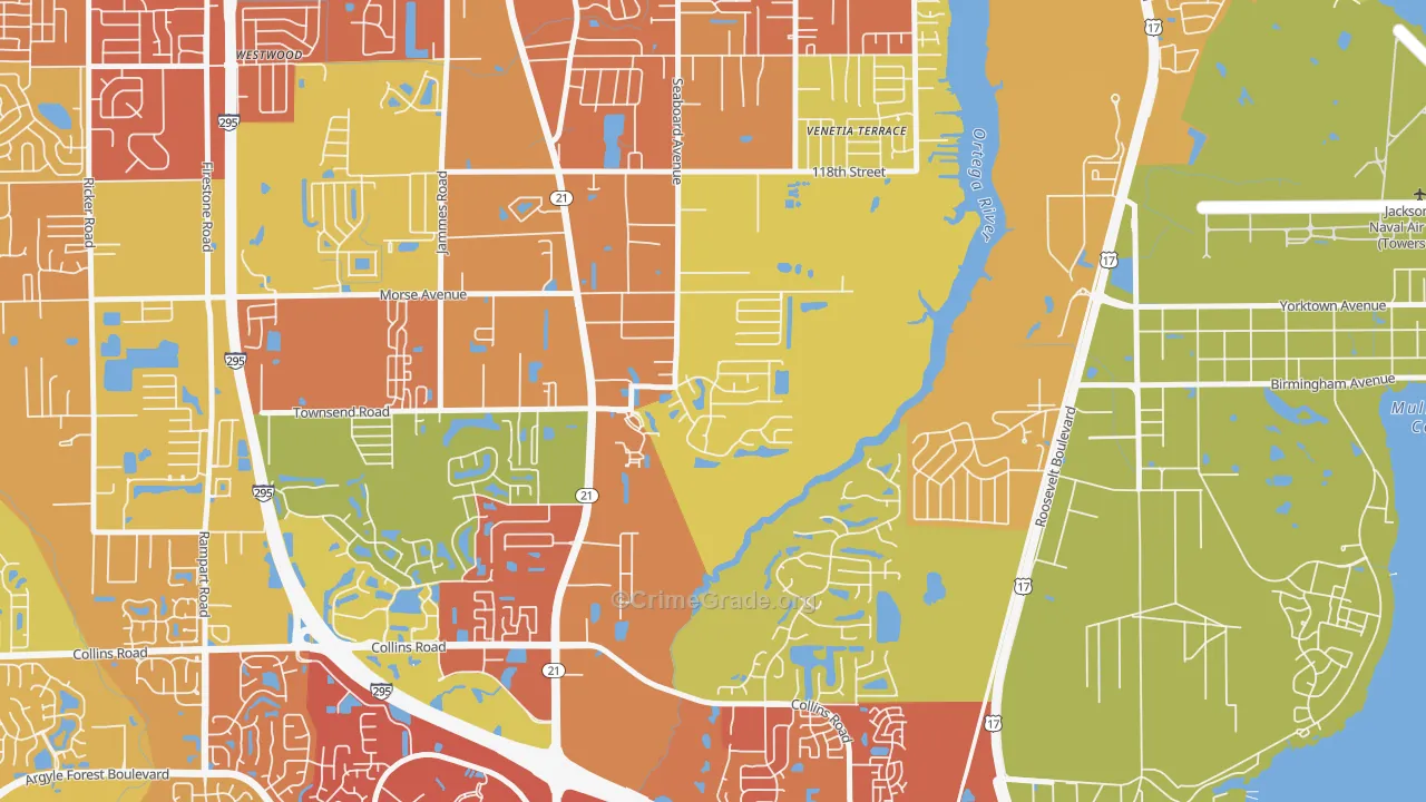 Duclay Forest, Jacksonville, FL Map of Assault Rates