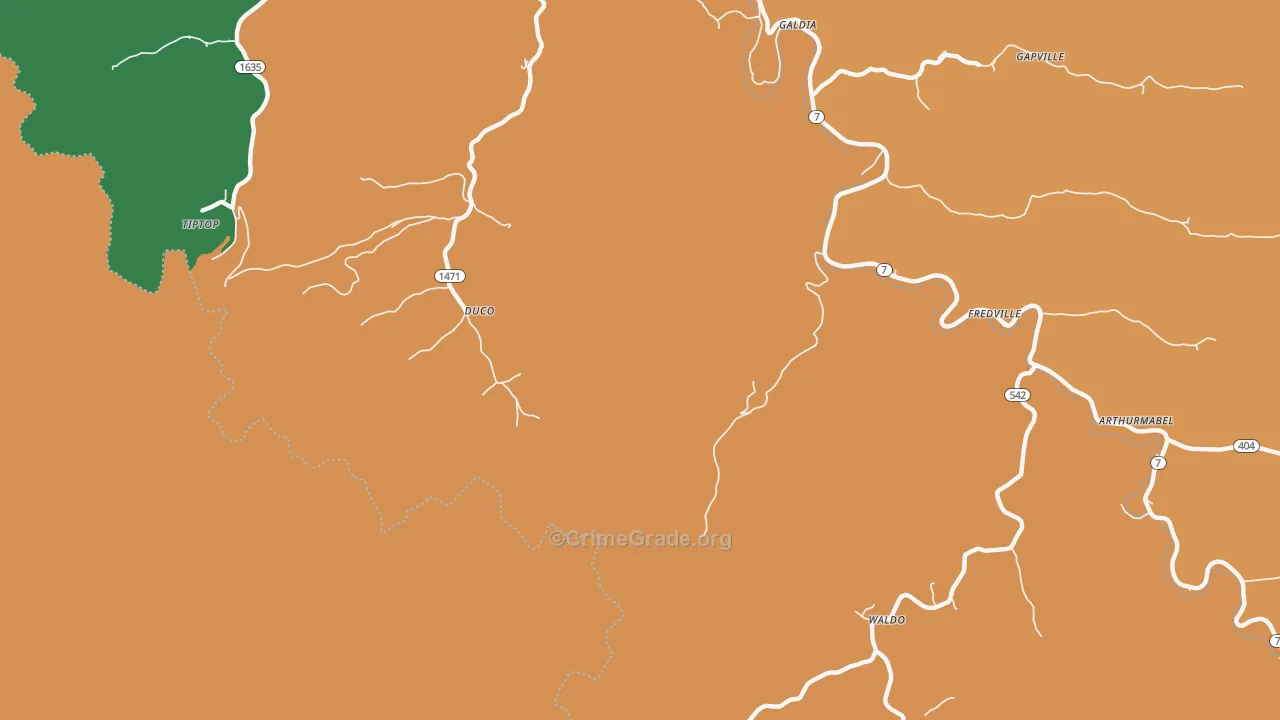 Duco, KY Map of Assault Rates