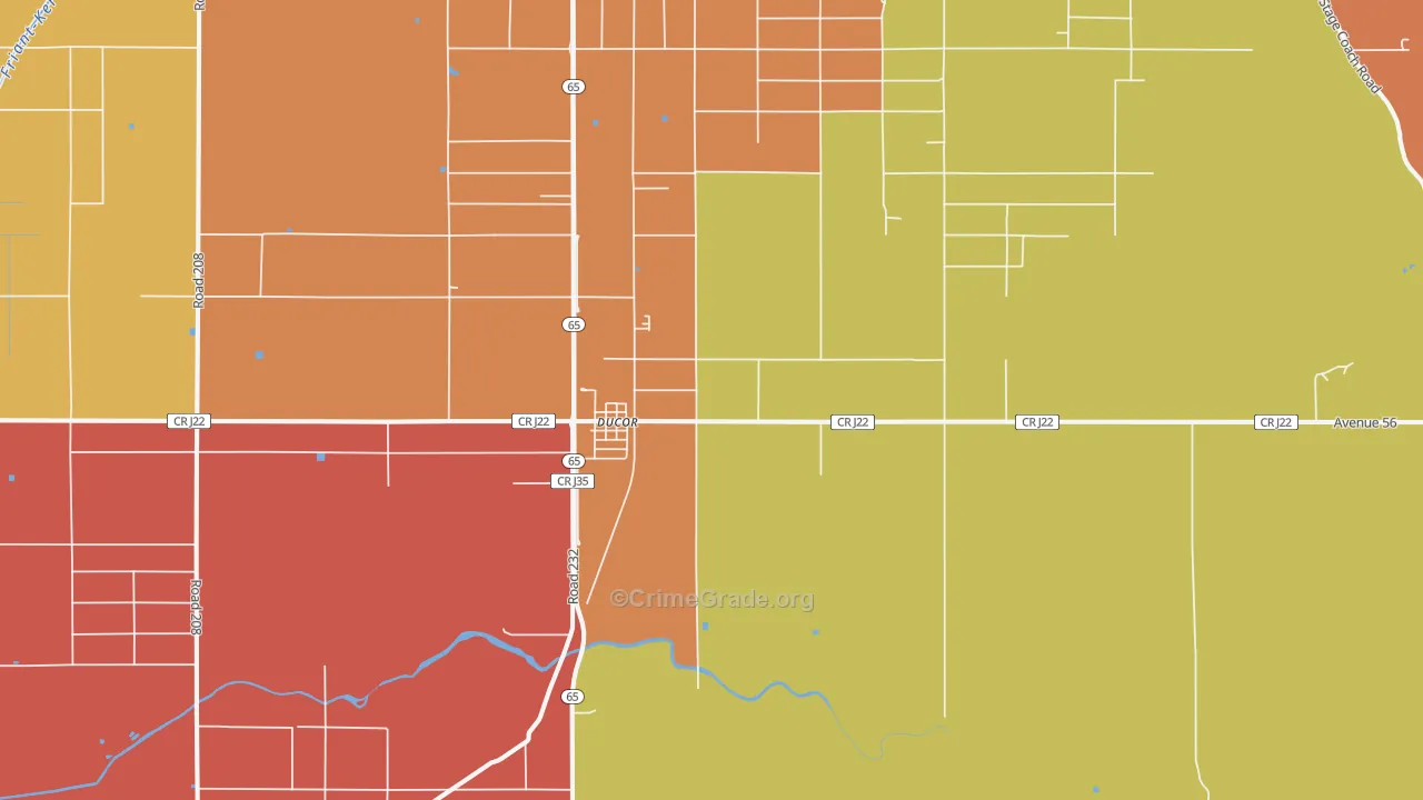Ducor, CA Map of Assault Rates