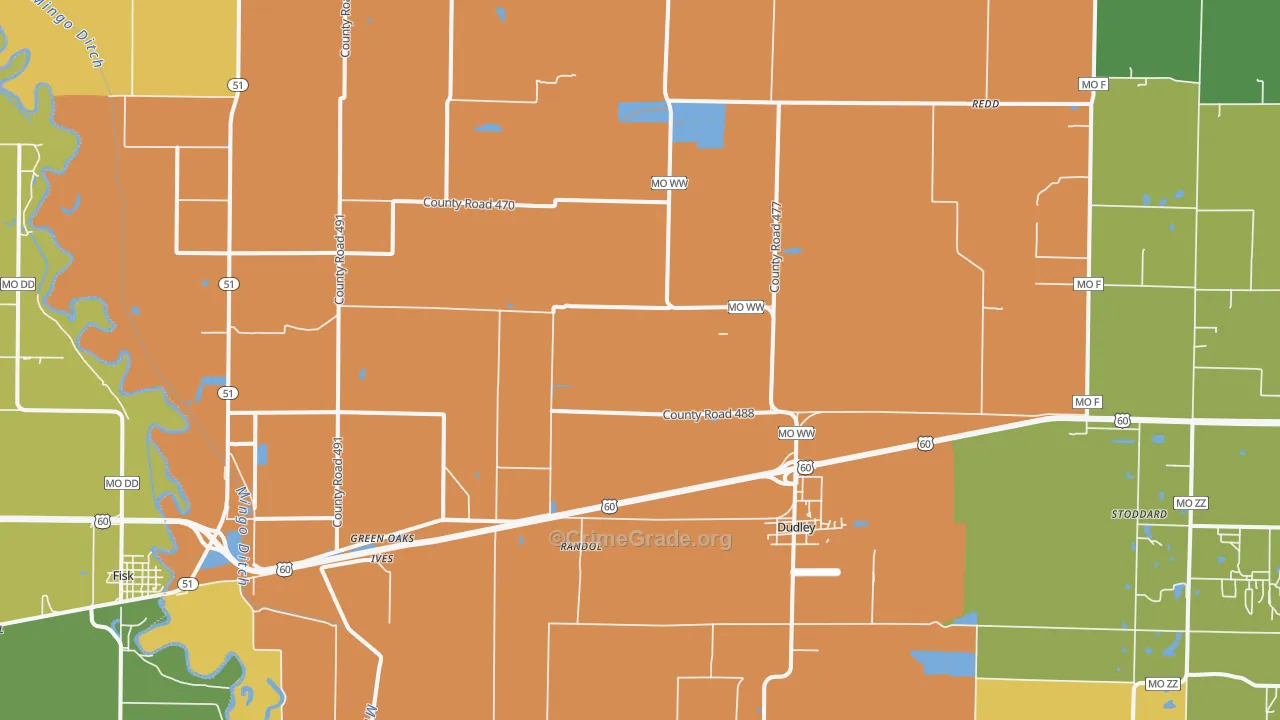 Dudley, MO Map of Assault Rates