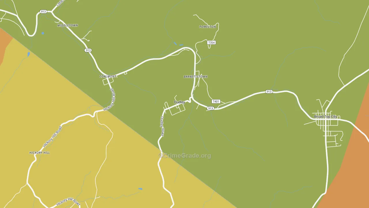 Dudley, PA Map of Assault Rates