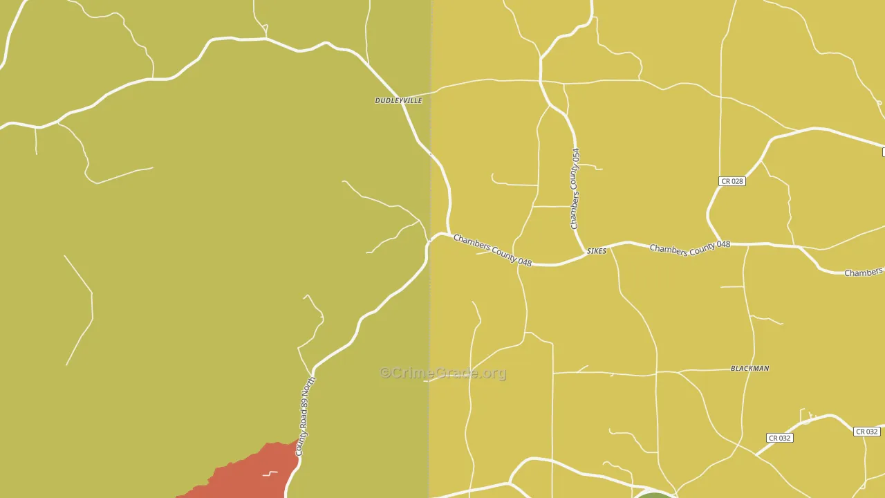 Dudleyville, AL Map of Assault Rates