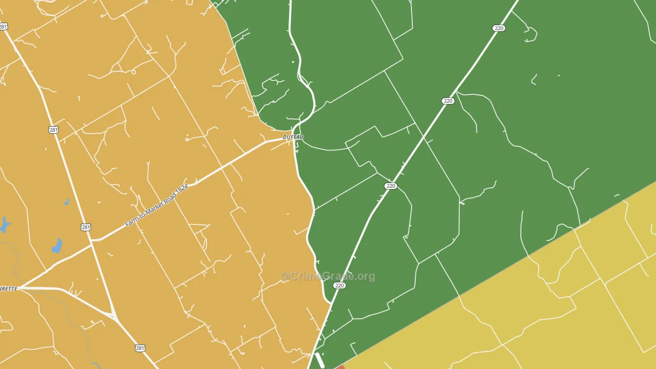 Duffau, TX Map of Assault Rates