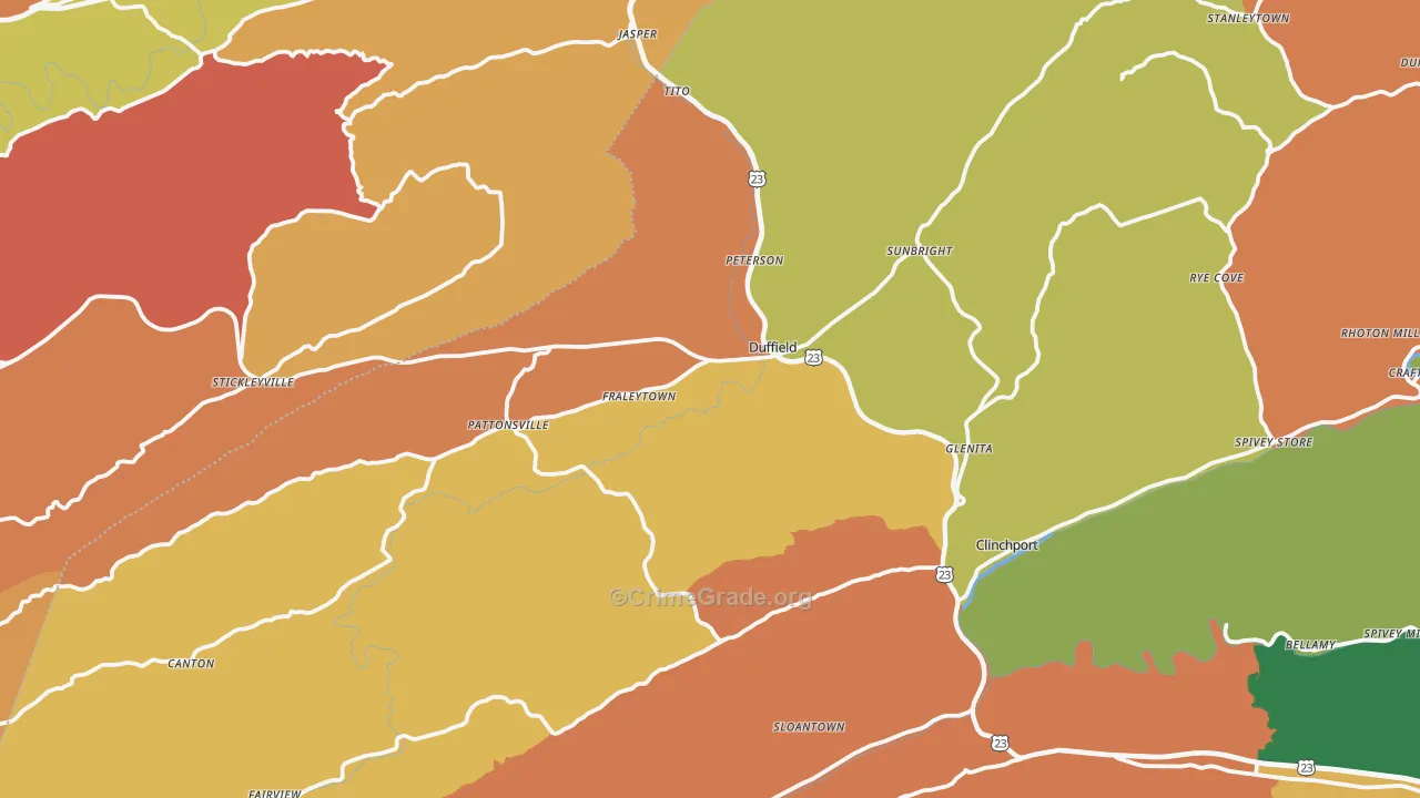 Duffield, VA Map of Assault Rates