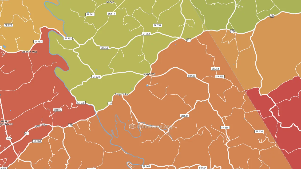 Dugspur, VA Map of Assault Rates