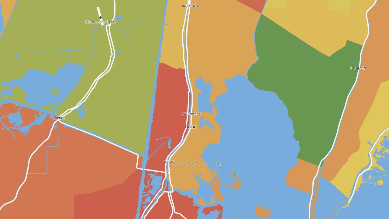 Dulac, LA Map of Assault Rates