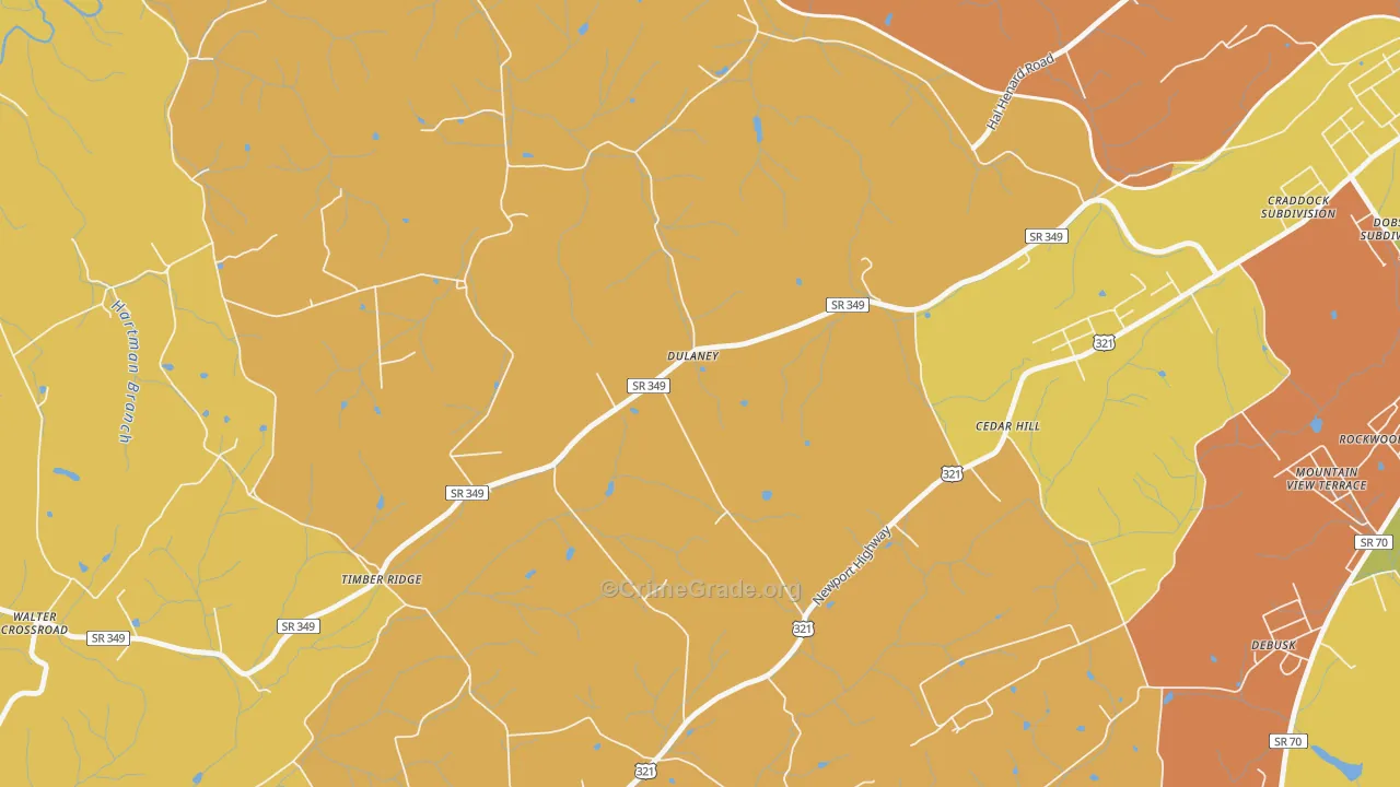 Dulaney, TN Map of Assault Rates