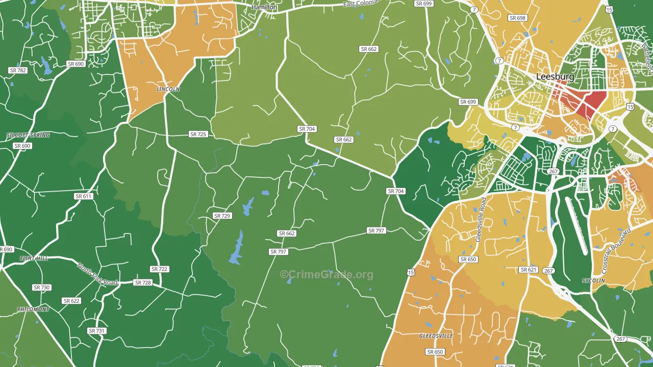 Dulles, VA Map of Assault Rates