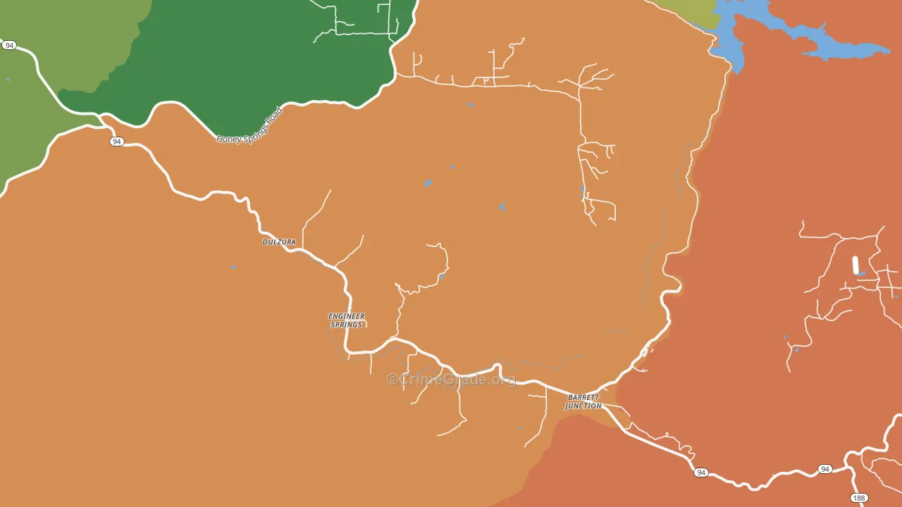Dulzura, CA Map of Assault Rates