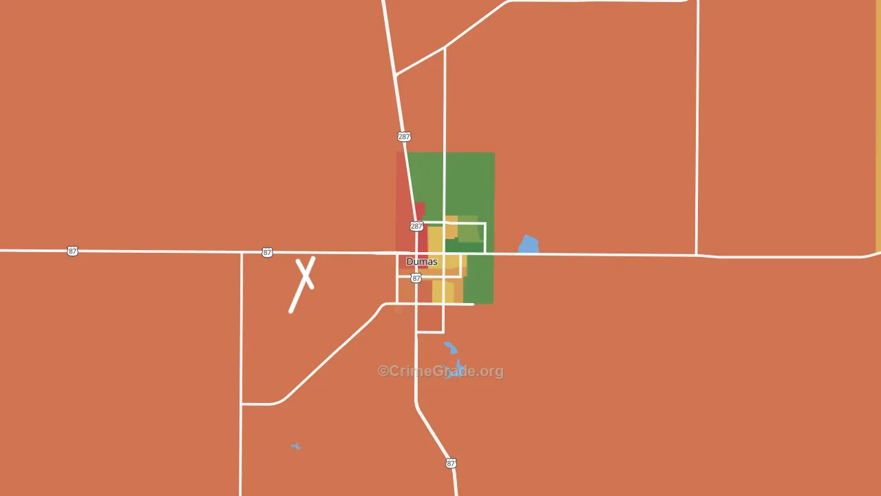 Dumas, TX Map of Assault Rates