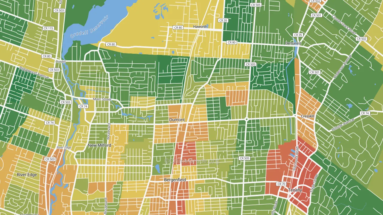 Dumont, NJ Map of Assault Rates